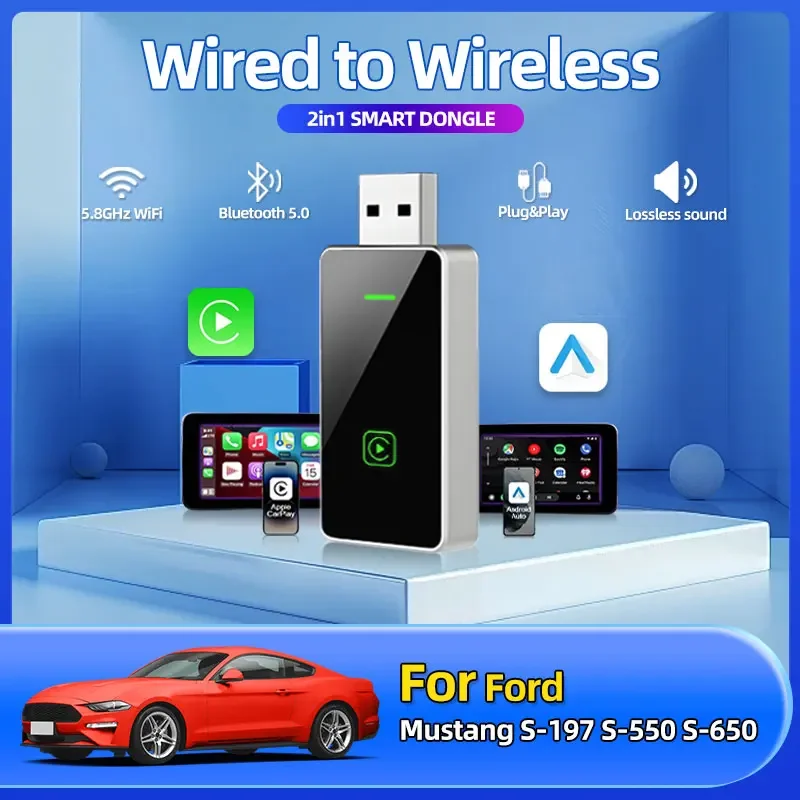 Автомобильный Стайлинг Mini CarPlay Беспроводной адаптер Car Play Bluetooth WiFi Быстрое подключение Plug and Play для Ford Mustang S-197 S-550 S-650