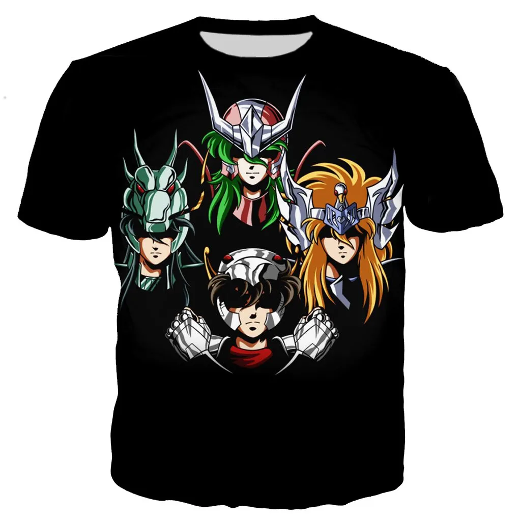 Футболка унисекс с 3D-принтом аниме Saint Seiya, повседневная быстросохнущая футболка большого размера для мужчин и женщин, лето