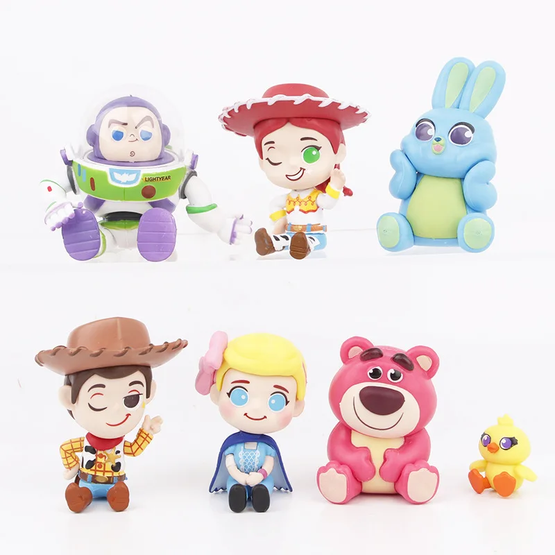 Фото 7 шт. Disney Toy Story 4 игрушки Модель GK Базз Лайтер Вуди Джесси Клубничный Медведь Аниме Фигурки Куклы Игрушки Дети Очарование Рождественские Подарки №2