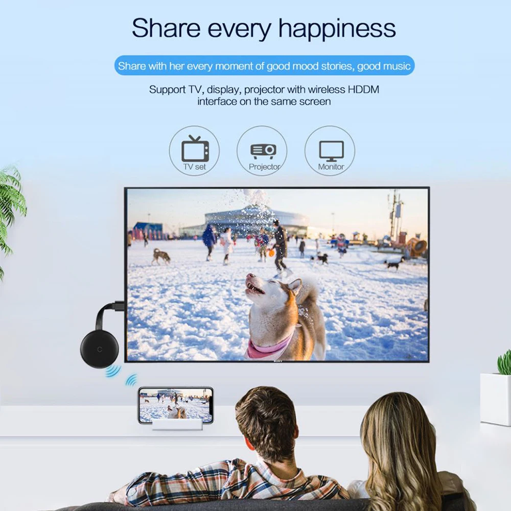 Фото Беспроводной Wi-Fi дисплей Dongle TV Stick, экран зеркального отображения 1080P G12 TV Stick для Chromecast 4K HD HDMI-совместимый медиаплеер №3