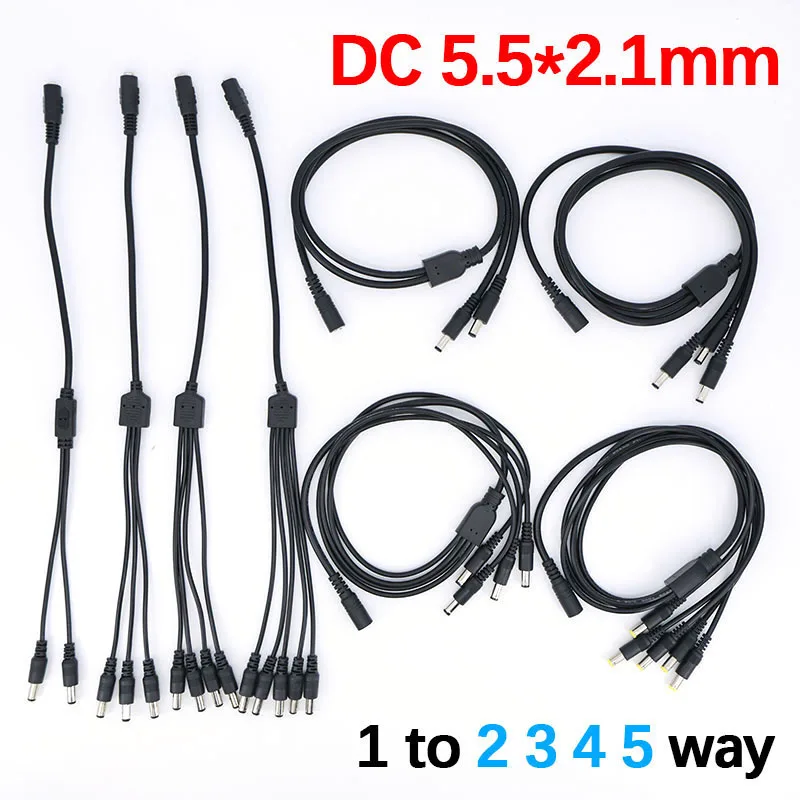 Фото 22/18awg 0,4/0,7M DC 1 «мама» на 2 3 4 5-контактный разъем «папа» Блок питания Разветвитель Адаптер Кабельный шнур 5,5x2,1 мм для ленты №2