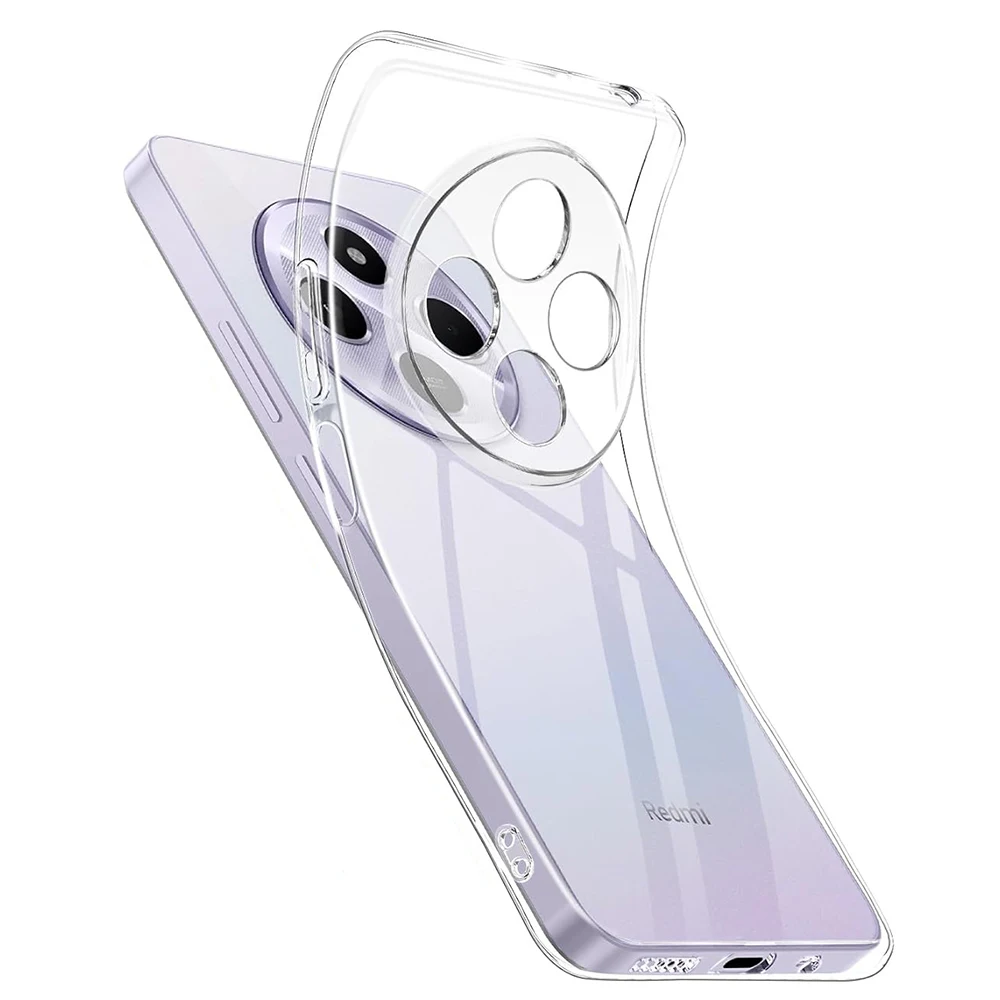 Кристаллический силиконовый прозрачный мягкий чехол для Xiaomi Redmi 14C 13 13C 12 12C 4G 5G, ультратонкая задняя крышка, прозрачный противоударный корпус