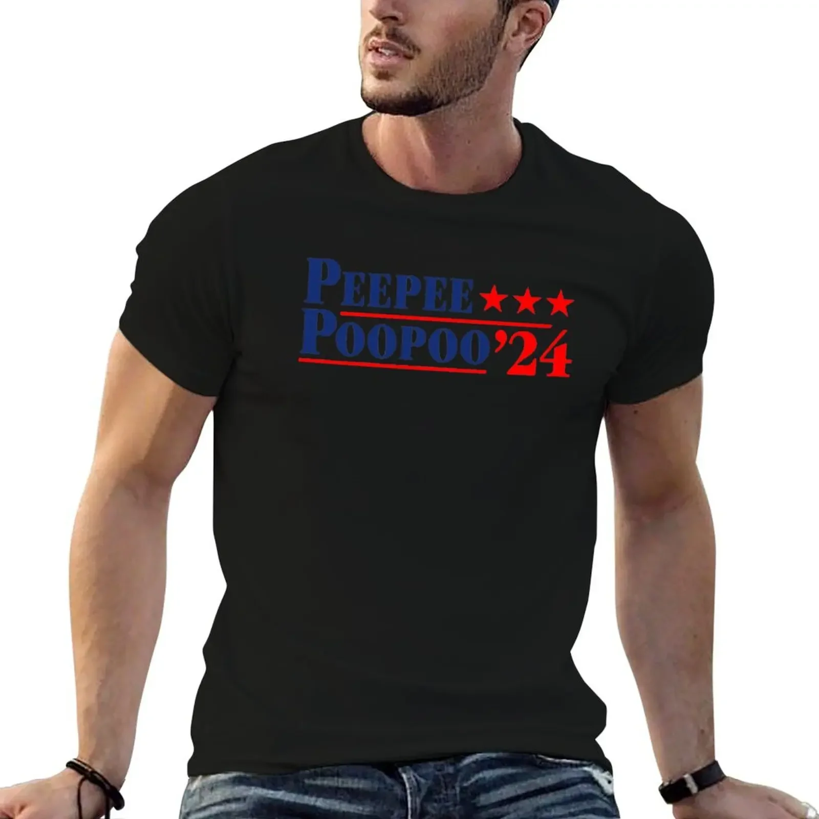 Футболка Pee PooPoo 2024, летний топ, хлопковые мужские футболки с короткими рукавами, мужские рубашки с аниме