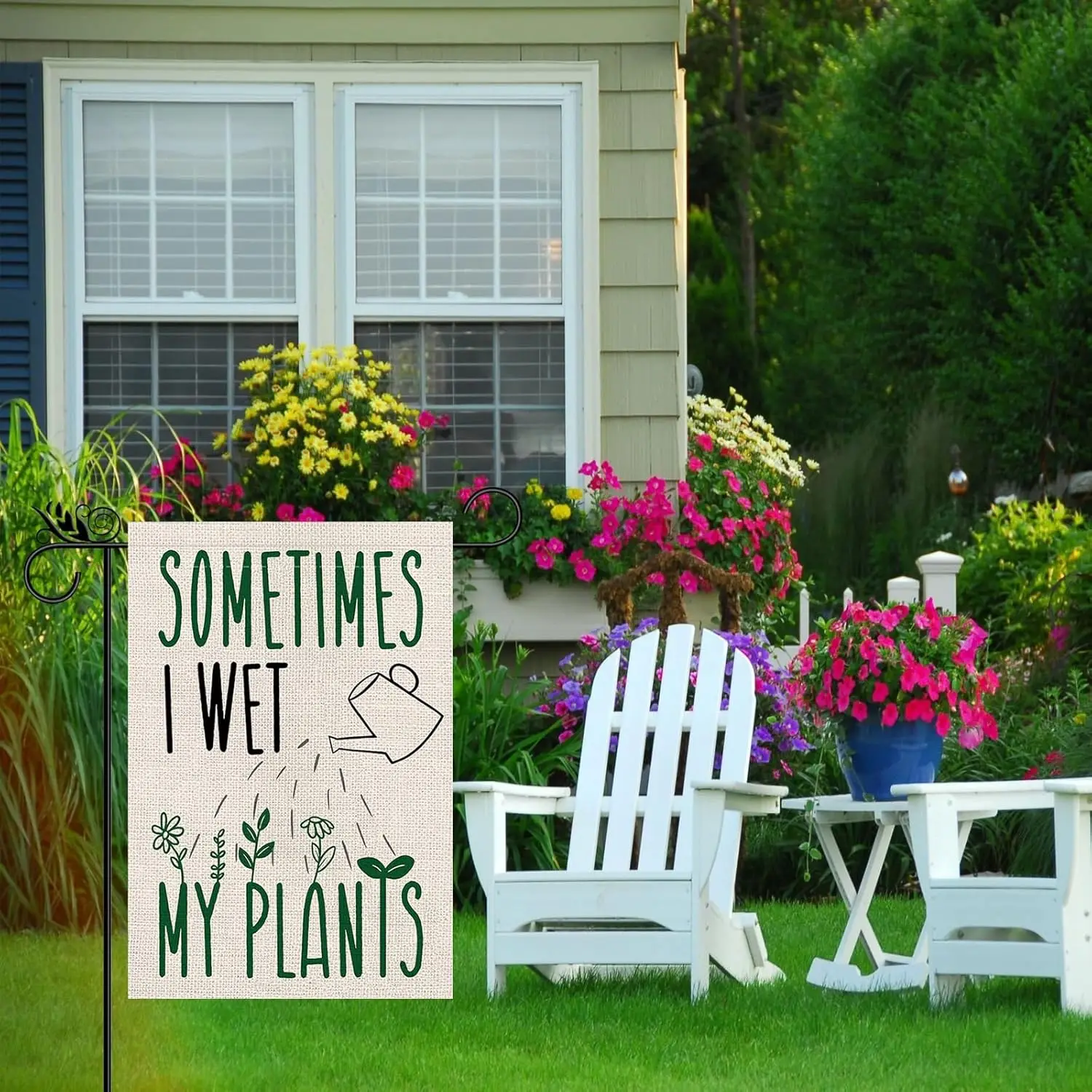Фото Садовый флаг Sometims I Wet My Plants Вертикальная двусторонняя мешковина Добро пожаловать Флаг Домашний двор Открытый декор 12,5x18 дюймов №5
