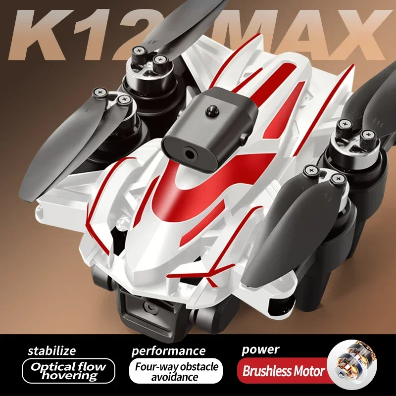 K12 Max Дрон Профессиональный 4K HD Бесщеточный двигатель Тройная камера Интеллектуальное предотвращение препятствий Складной квадрокоптер RC Самолет