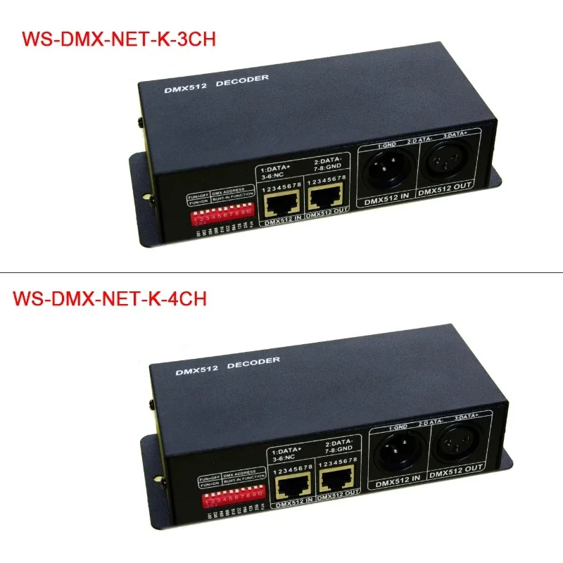 Декодер DMX 512, 4A * 3 канала/4 канала, 12 А, 16 А, максимальный светодиодный контроллер RGB RGBW для светодиодной ленты RGB RGBW, лампа постоянного тока 12/24 В