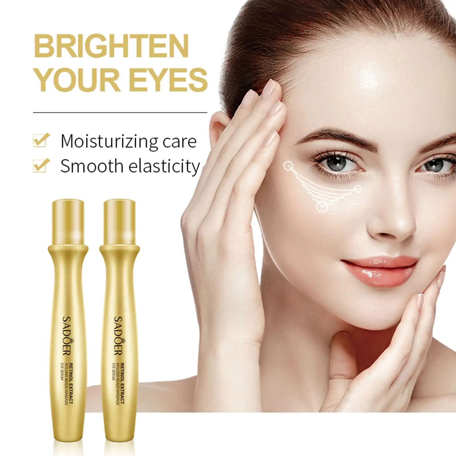 24K Gold Bright Eye Roller Eye Cream Увлажняющая увлажняющая сыворотка Круги Уход за глазами Удаление глаз 15 мл Темные пакеты против C8T1