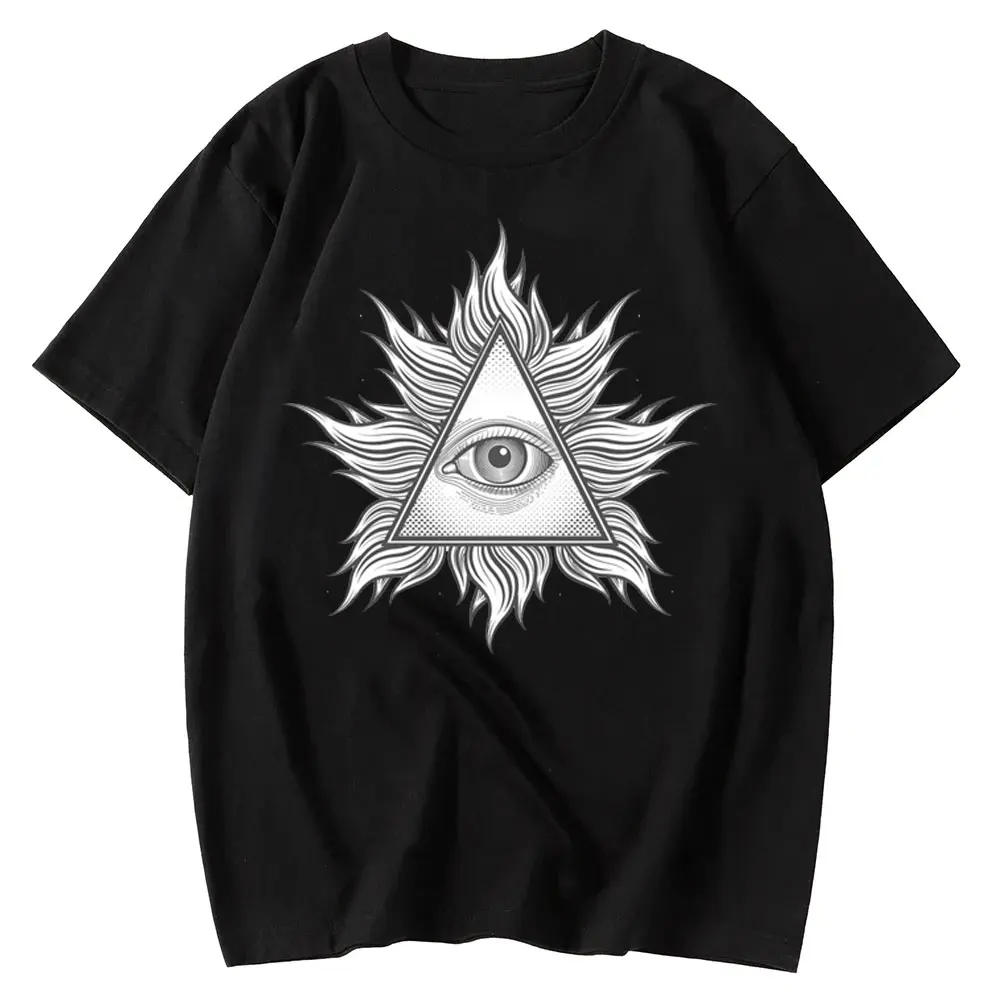 All Seeing Eye, Eye of Providence, Space, Galaxy, Sky, Gold, Freemasons Классическая футболка с графическим рисунком Мужская винтажная летняя одежда из хлопка