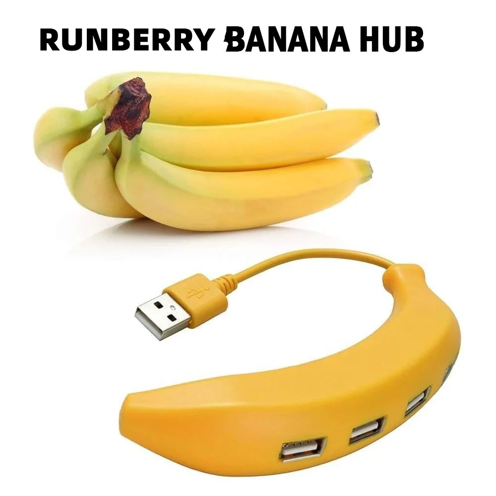 Очаровательный Забавный дизайн RUNBERRY в форме банана, 4-портовый концентратор USB 2,0, портативный креативный удлинитель, подходит для ПК, Mac, ноутбука, концентратор Type-C