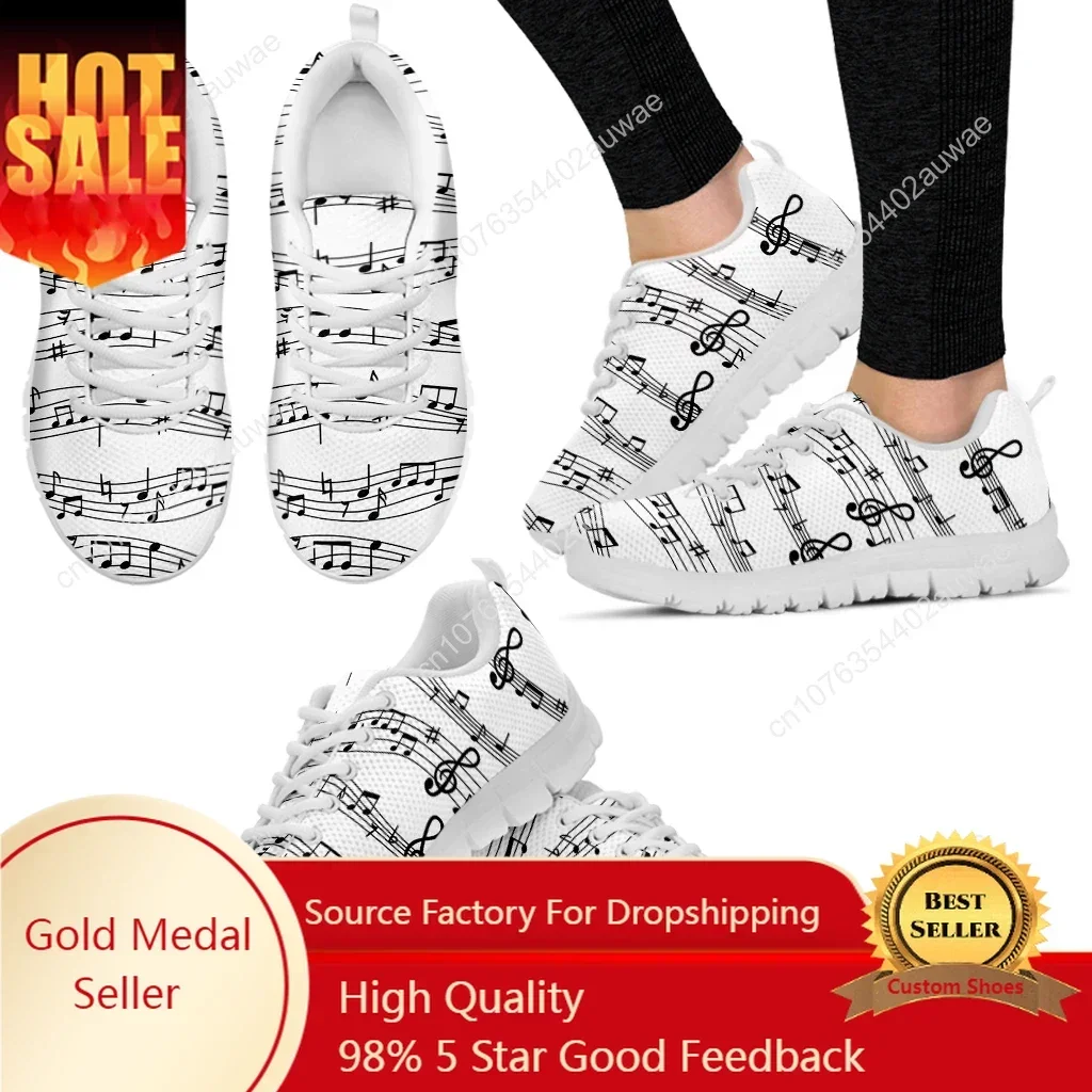 Note Musicali Stampe Scarpe in Net Donna Scarpe Da Donna Primaverili Scarpe Basse Stringate Кроссовки Donna Calzature Taglie для Мужская обувь