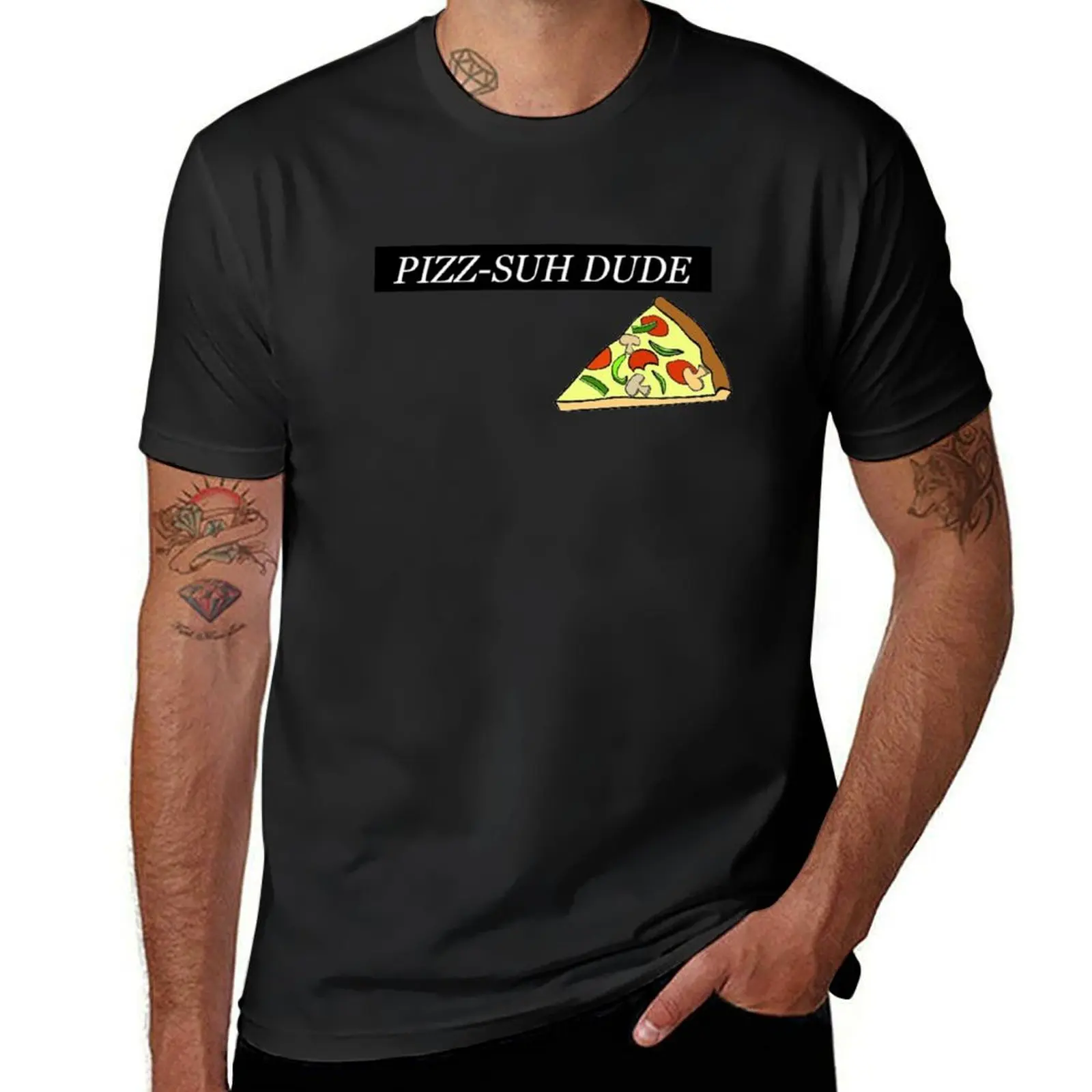 Футболка Pizz-Suh Dude, черная футболка с короткими рукавами, простые летние топы, мужская футболка