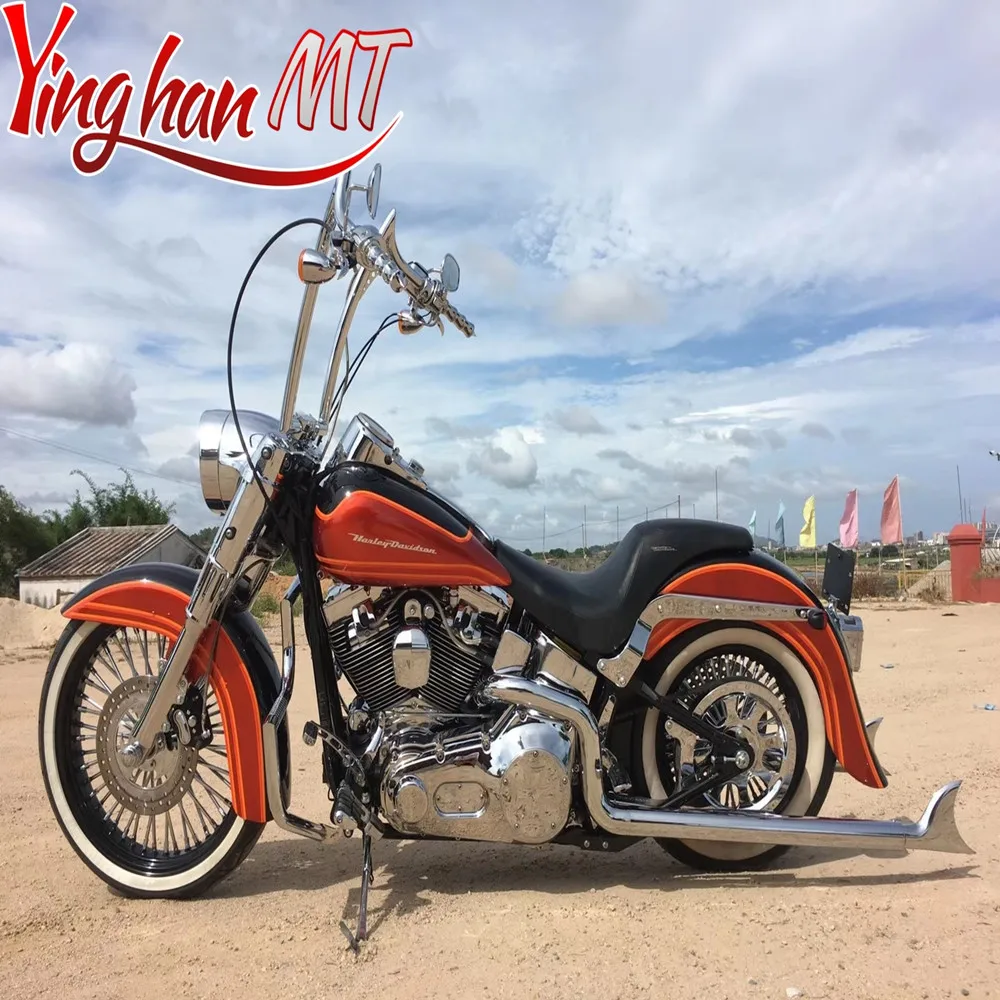 Двойная хромированная выхлопная система для Harley Heritage Softail Classic Fat Boy Deluxe Slim 00-17