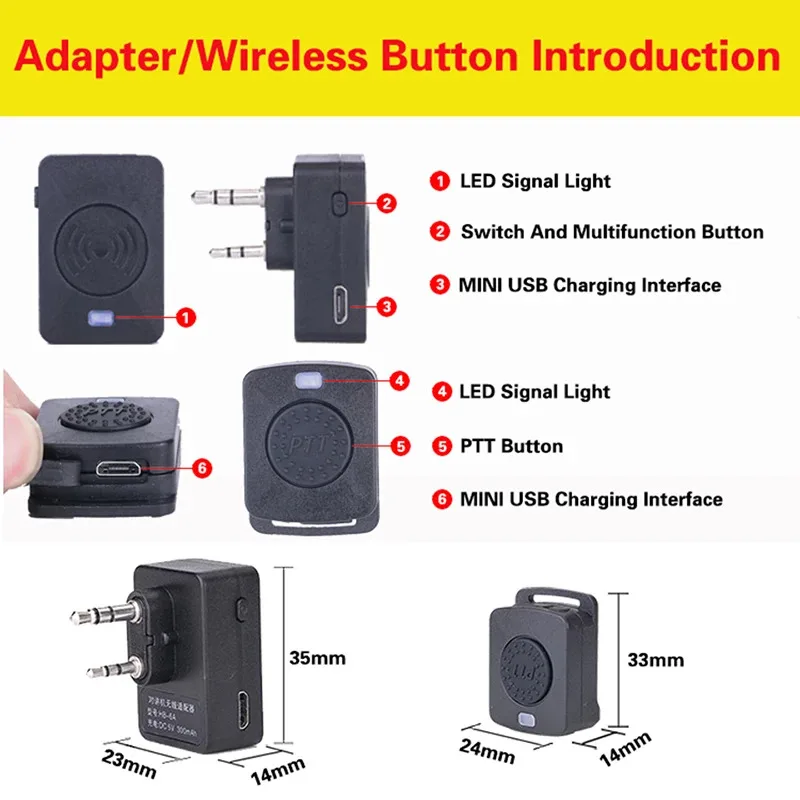 Фото Адаптер Bluetooth Walkie Talkie Hands-Free K/M Plug Тип модели Bluetooth BT Модуль для Vimoto V6 V8 S V9S HB-6A HB-6B HB-780D №2