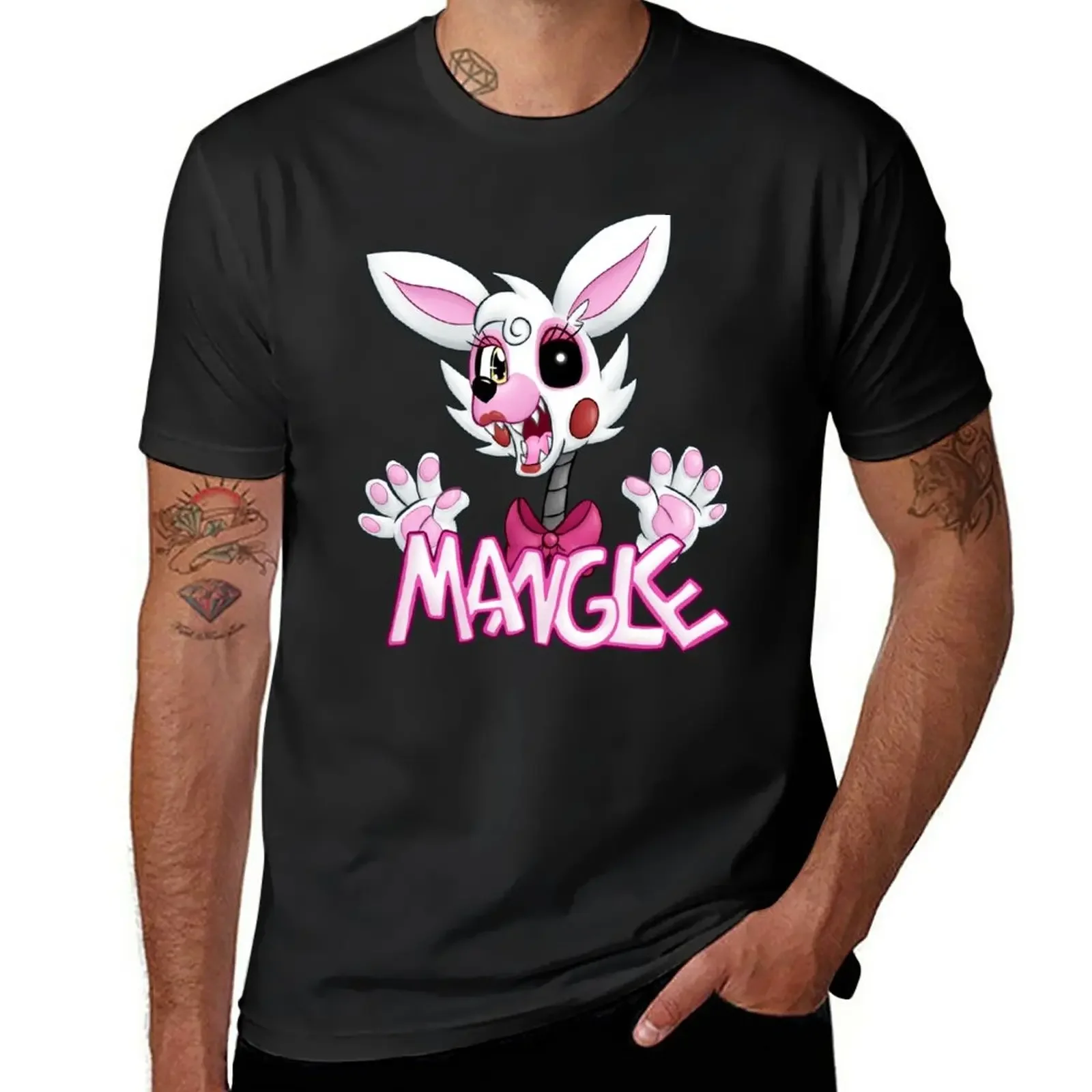 Мужская футболка FNAF- Mangle, простая аниме футболка