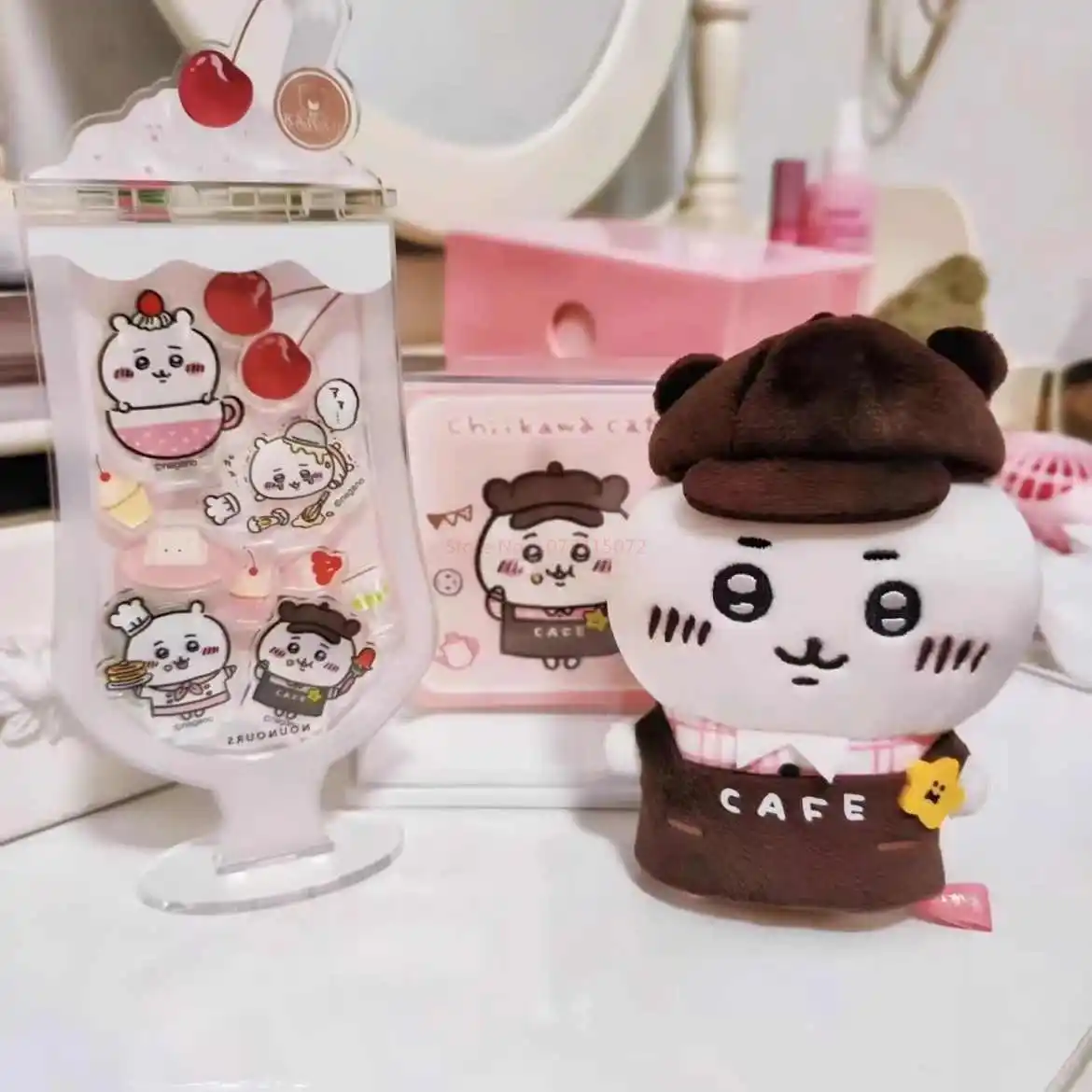 Hot Chiikawa Character Peripherals Coffee Series Plush Pendant Hachiware Usagi Kawaii Keychain Bag Decoration Christmas Gifts
