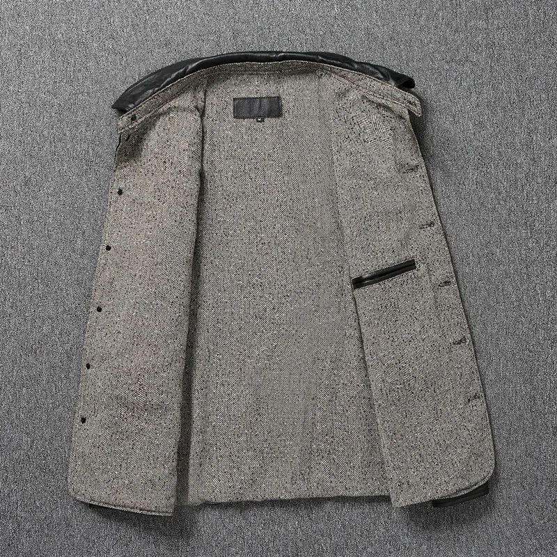 Фото Jaket Kulit brakbrakbrakbraksapi Asli Pria Baju Kasual Slim Fit tel Kulit Pria Pakaian Musim Gugur №3