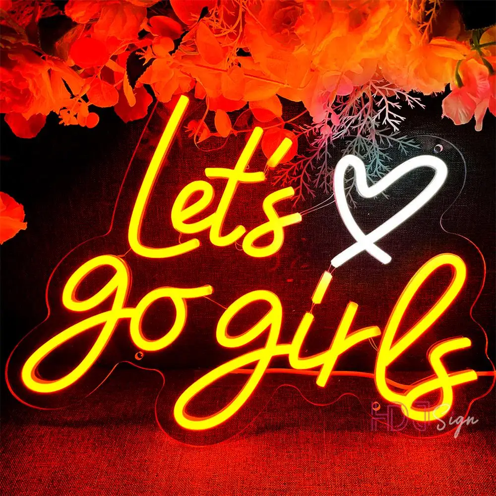Фото Светодиодная неоновая вывеска Lets Glow Girl Room Decor Настенная неоновая светодиодная вывеска Подарок на день рождения Декор для вечеринки Спальня Неоновые огни Салон красоты Неоновая лампа №5