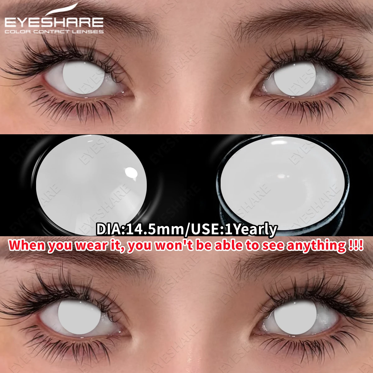 EYESHARE 1 пара косплей сумасшедшие белые контактные линзы цветные контактные линзы аниме макияж черные линзы для глаз ежегодные линзы для Хэллоуина (art.: 3920cf2b6edaa) - 3920cf2b6edaa