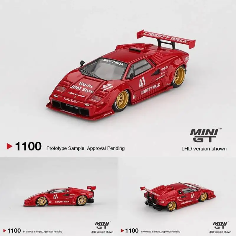 Предпродажа MINIGT 1100 1:64 LBWK Lamborghini Countach LB WORKS Red, литая под давлением модель автомобиля, коллекция игрушек