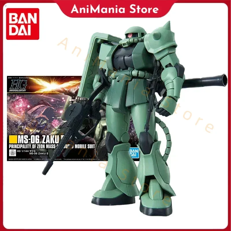 Bandai натуральная модель Gundam, комплект аниме-фигурки HGUC 1/144 MS-06 Zaku II, коллекция Gunpla, аниме-фигурки, игрушки для детей