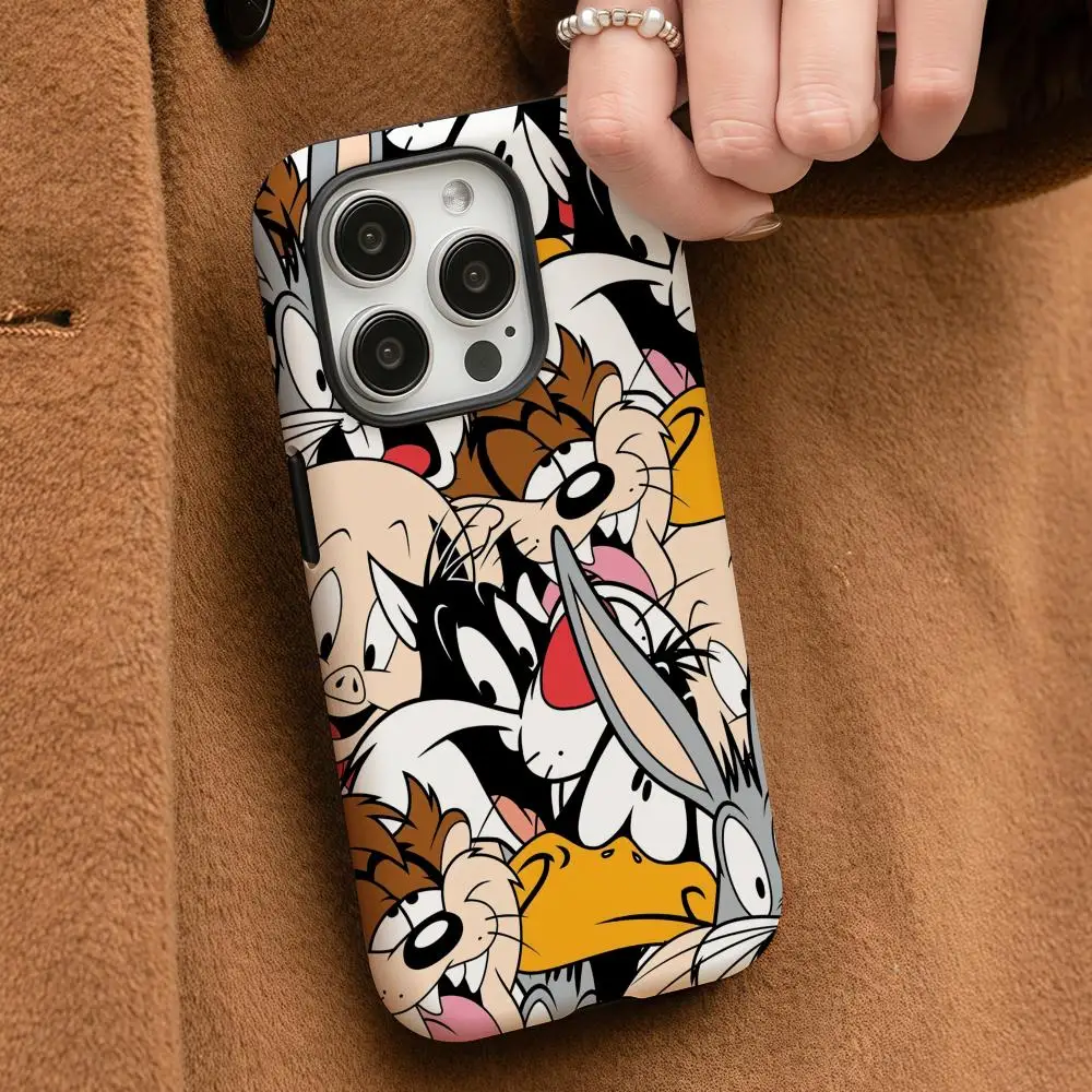 Чехол для телефона с изображением кроликов и ошибок для iPhone 16, 15, 14, 13, 12, 11 Pro Max Plus, глянцевый HD, двухслойная жидкая задняя пленка, твердый корпус