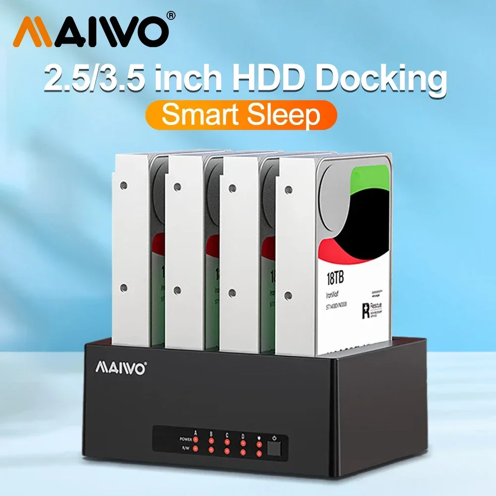 MAIWO 4-х чехол для жесткого диска SATA-USB 3.0, внешний многоступенчатый 2,5 3,5-дюймовый HDD SDD, док-станция, коробка для жесткого диска