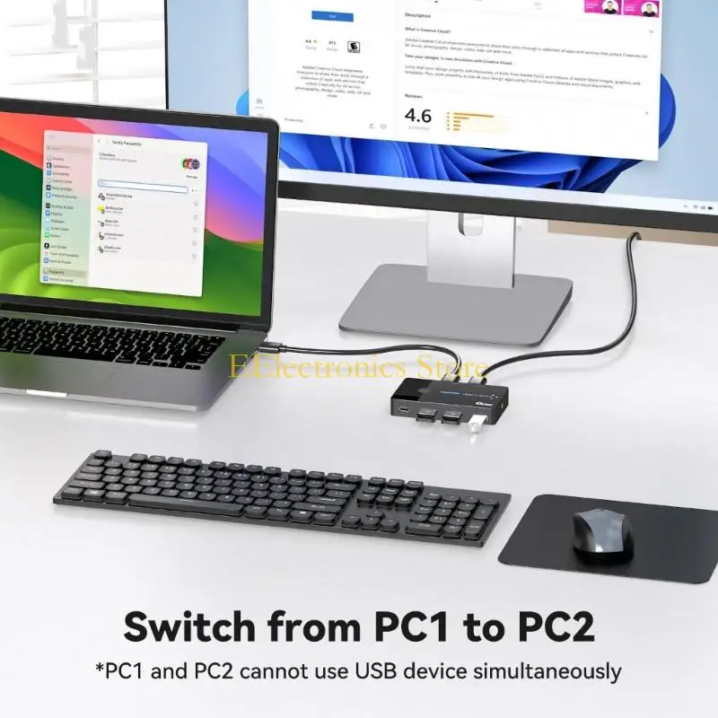 B03C USB KVM Switcher USB Shared Switcher 2 в 4 OUT для клавиатуры для ноутбука мышь