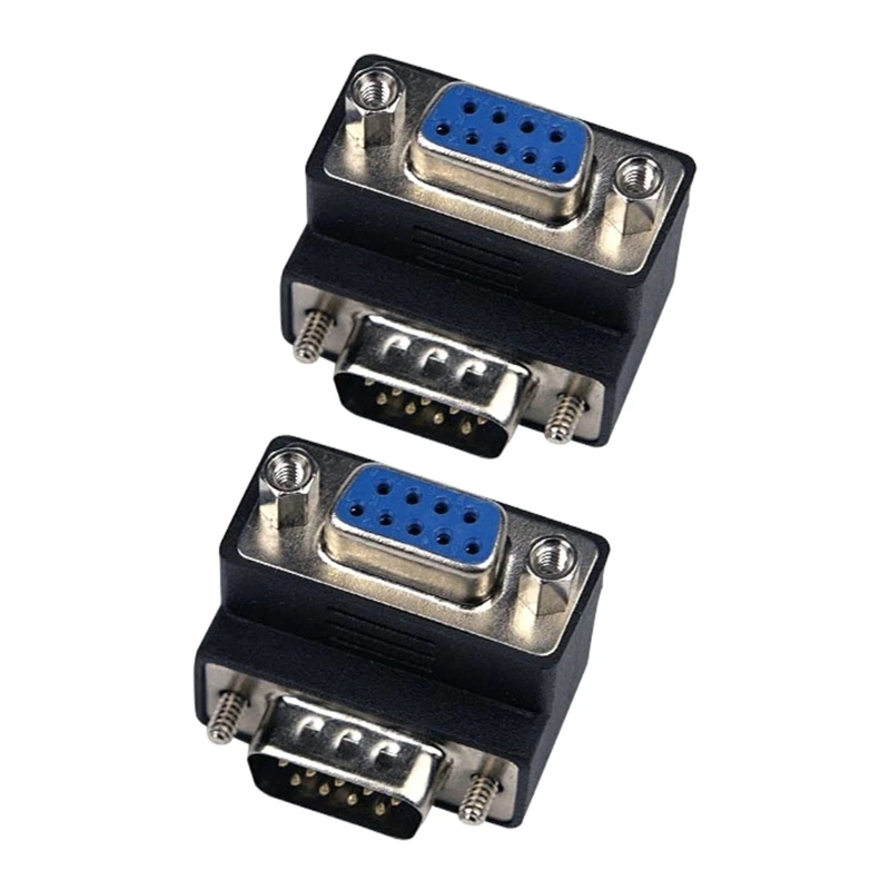 Y1UB 2 шт. DB9pin 90 градусов VGA 9-контактный разъем адаптера «папа-мама» DB9 RS232 DB9P преобразователь последовательного