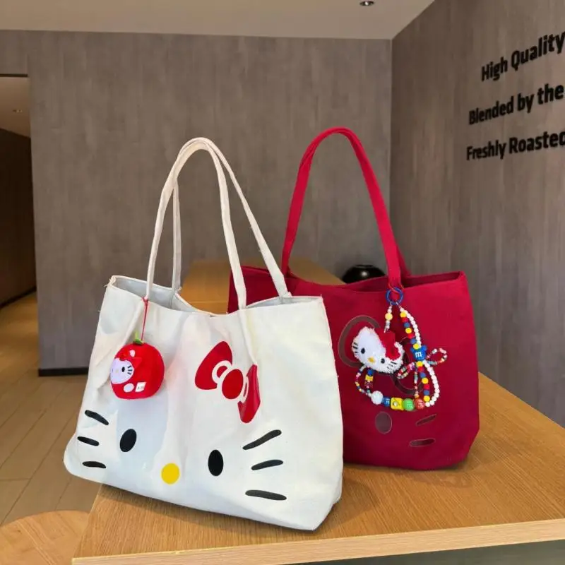 Фото Sanrio Hello Kitty сумка через плечо пригородная сумка-тоут с мультяшным принтом Kawaii большая вместительная сумка портативный подарок на день рождения для девочек №2