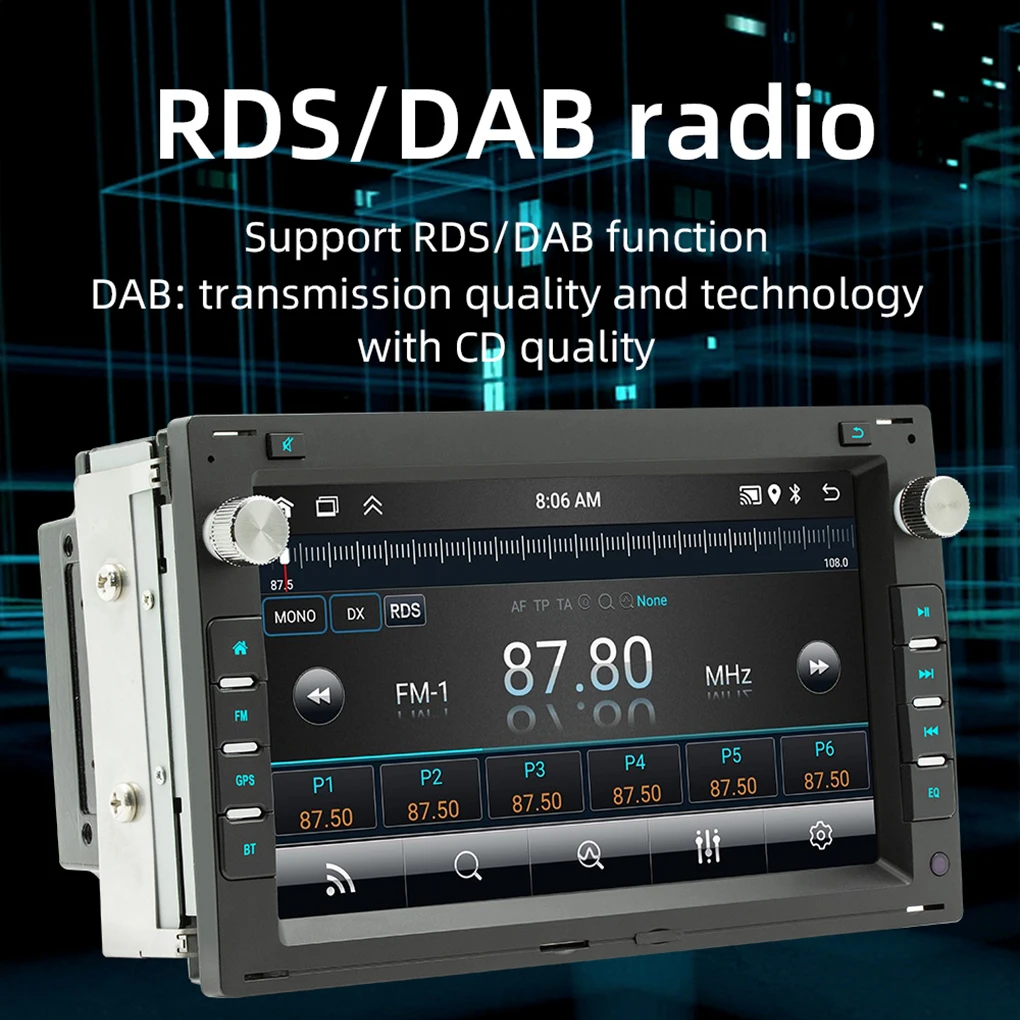 Фото Автомобильное радио Bluetooth DAB с бесплатной камерой заднего вида и GPS, беспроводное/проводное автомобильное воспроизведение/Android Auto №2
