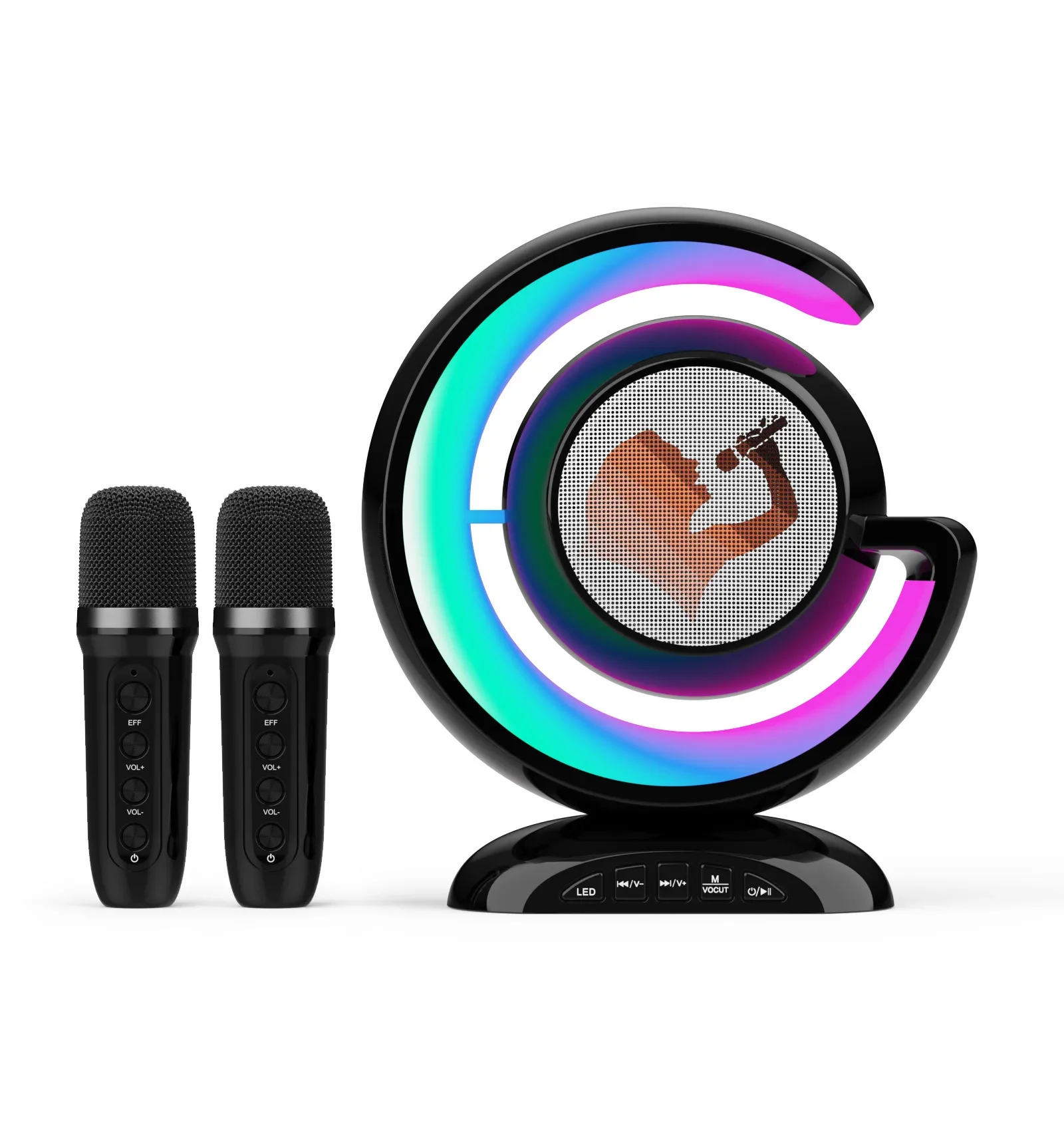 Беспроводной Bluetooth-динамик YS110, караоке, домашний кинотеатр, двойной микрофон, мини-музыкальная шкатулка, TF/USB/переменный звук, многофункциональная