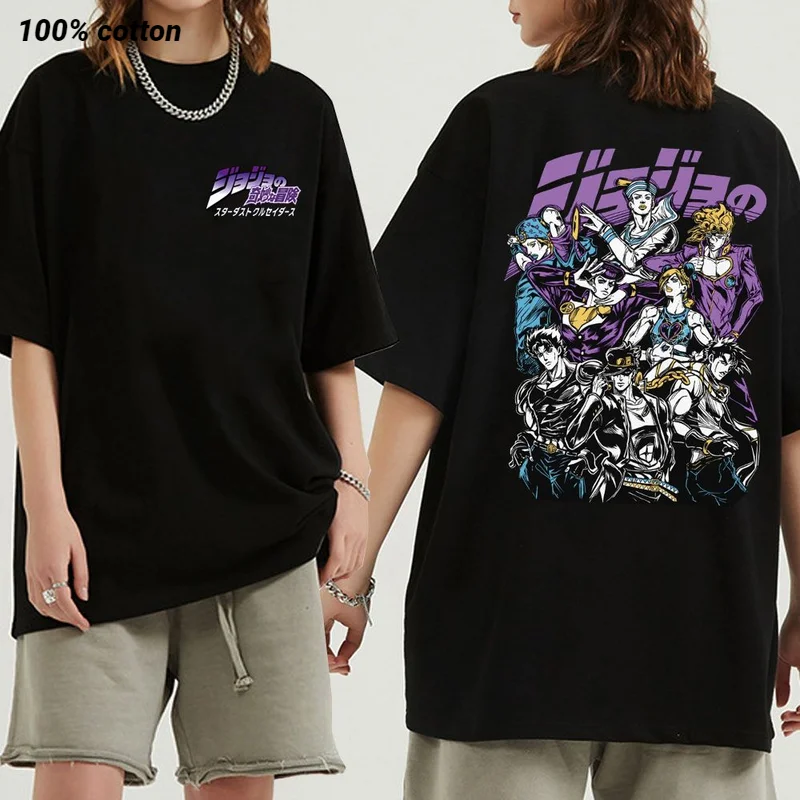 Фото Каучук аниме Jojo Aneh Petualangan Kaus Lengan Pendek Wanita Pria Kawaii Streetwear №2