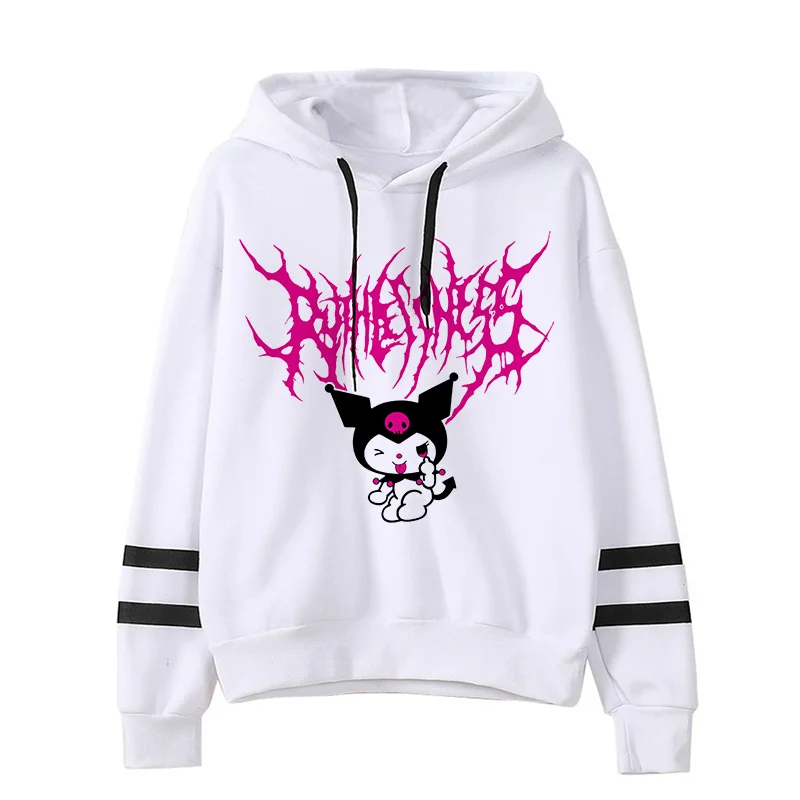Фото Забавная модная одежда Kuromi Толстовка Sanrio Kuromi Женская толстовка в стиле манга Harajuku Женские толстовки с капюшоном №5