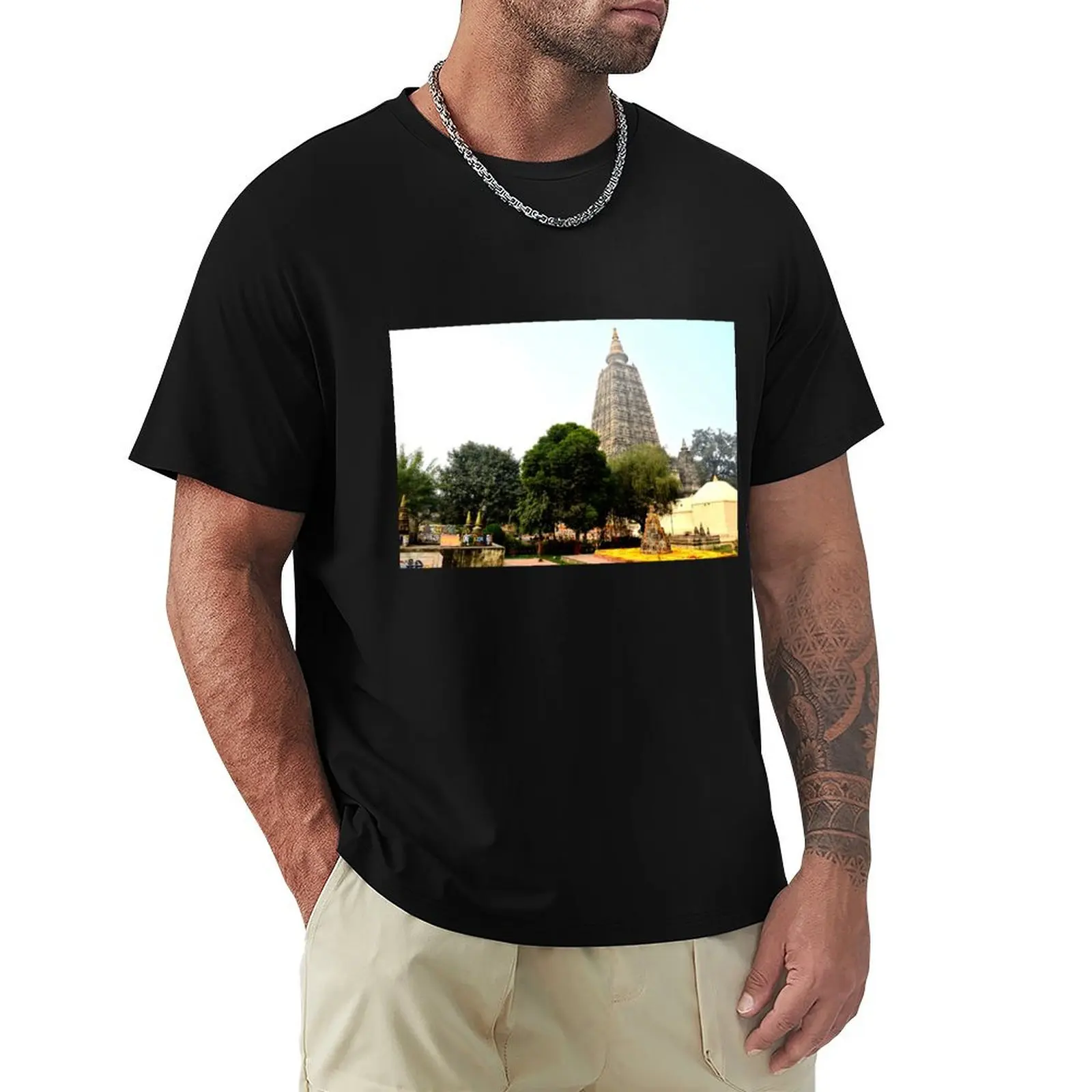 Футболка India - Bodh Gaya Мужская, эстетическая одежда, графические футболки, лето