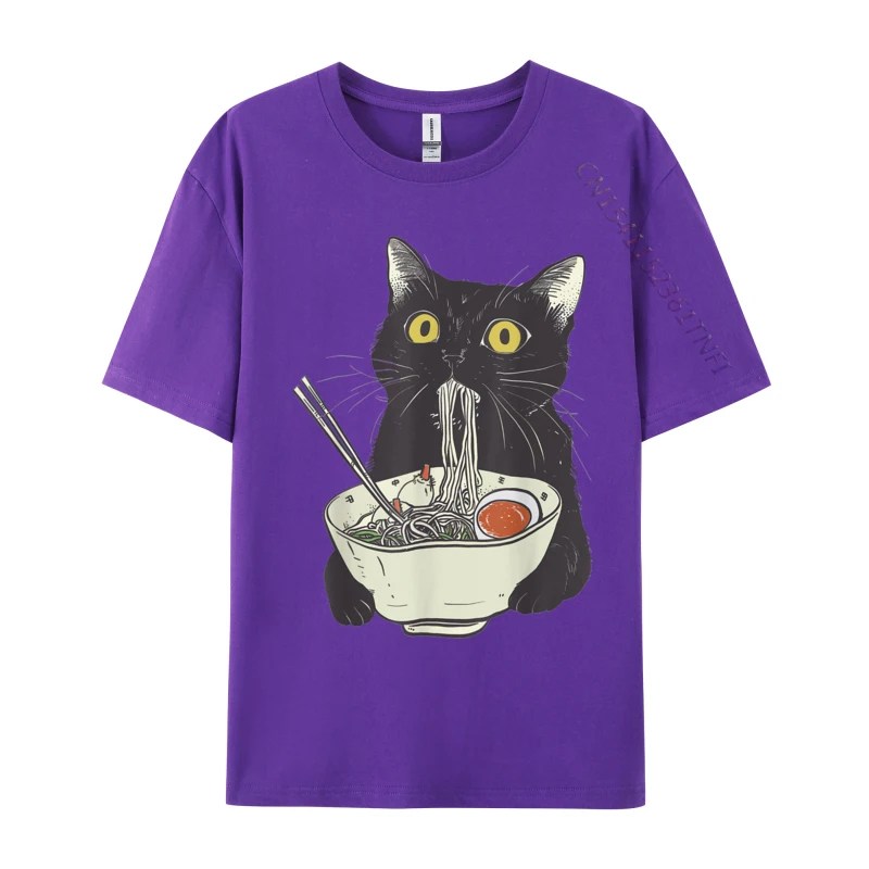 Фото Lustige Katze die Ramen essen japanische Nudeln Geek нормальный komplet aus Baumwolle Herren-Tops T-Shirtheid Футболки №4