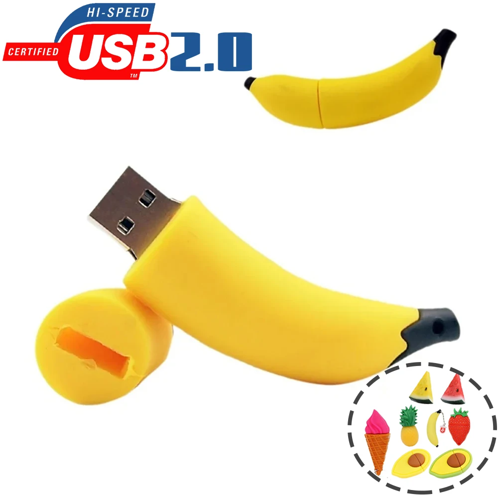 Креативная USB-накопитель с фруктами, мультяшная ручка для еды, клубника, арбуз, карта памяти, креативный подарок, USB-накопитель, 64 ГБ, 32 ГБ, 16 ГБ Хранение данных