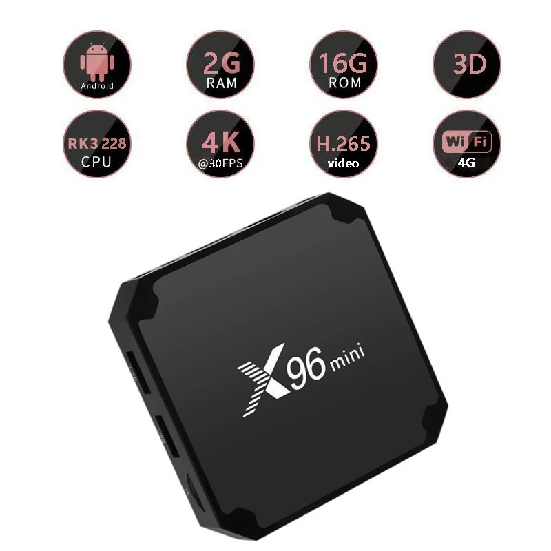 X96 Smart TV Box Четырехъядерный процессор Android 7.1 2 ГБ 16 ГБ 4G Wi-Fi Медиаплеер HD TV Set Top Box с поддержкой TF-карты