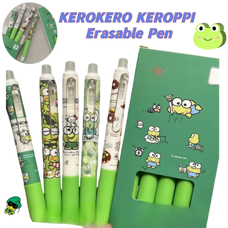Оптовая продажа KEROKERO KEROPPI 0,5 мм, милый стираемый карандаш с кнопкой, класс 3, высококачественная гелевая ручка для учащихся начальной школы, кристально-синяя