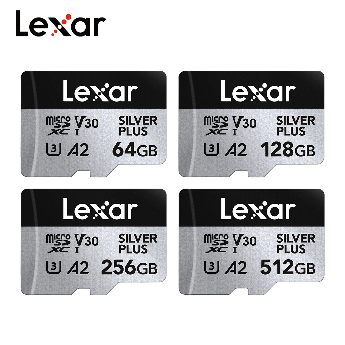 Оригинальная профессиональная карта Micro SD Lexar SILVER PLUS MicroSDXC 256 ГБ 128 Гб 64 Гб V30 A2 считывание 205 Мб/с TF карта памяти для 4K