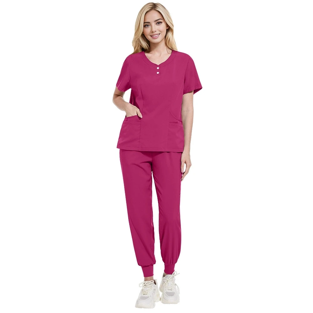 Фото Venta Caliente Talla Grande унисекс Médico Y Ropa Para Lavar A Mano Униформа Enfermera Conjunto Diseño Botones De Color Sólido №5
