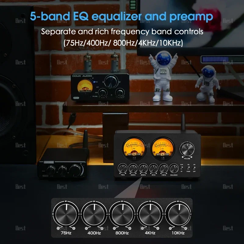 Фото Nobsound eq5 pro mini lala-amplificador eq5 bandas estéreo Bluetooth эквалайзер процессор áudio mesa em casa com medidor v №5