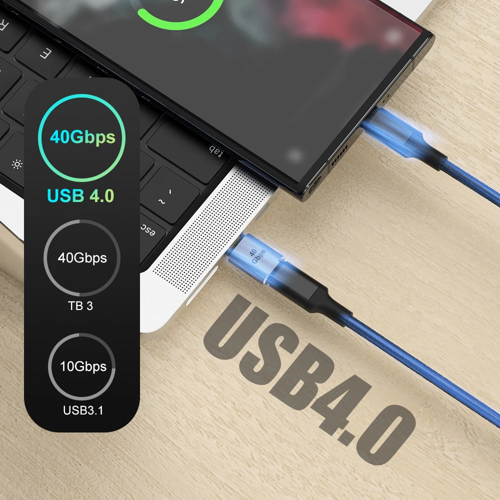 Фото Кабель-удлинитель USB 4,0 OTG Type C на Type C Thunderbolt 3, L-образный переходник «штырь-гнездо» для телефона, ноутбука, ПК, 40 Гбит/с №2