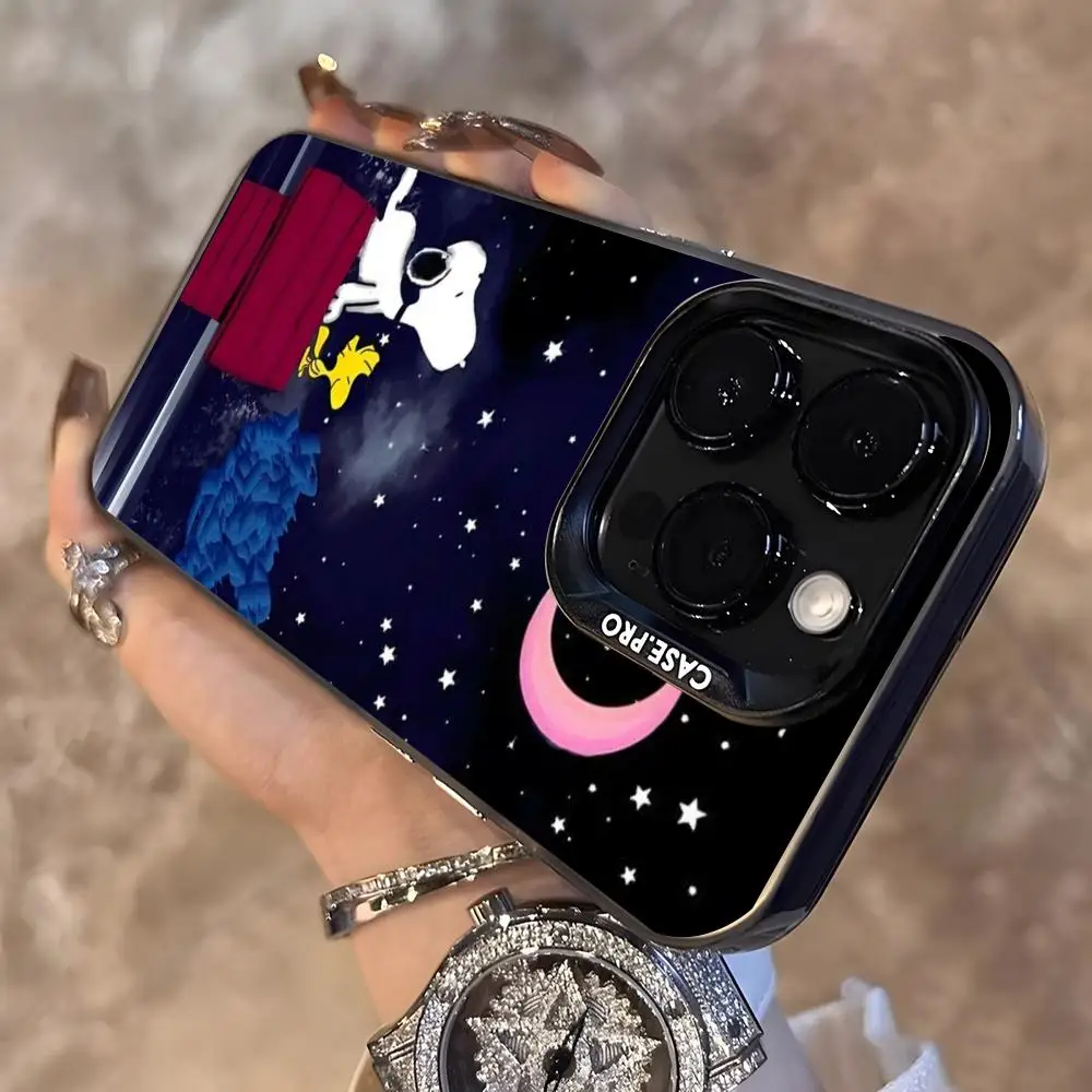 S-Snoopys милый мультяшный чехол для телефона цветной серебристый модный чехол для телефона IPhone 16, 15, 14, 13, 12 Pro Max 11, 2024, модная пара