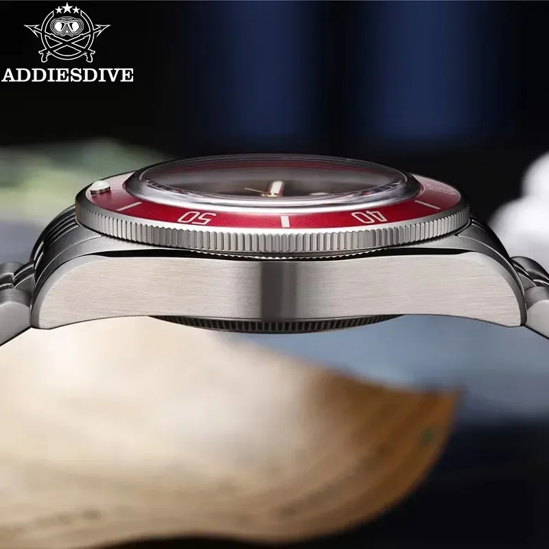 Фото ADDIESDIVE AD2043 Men's Watch Luxury Black Dial Red Bezel BGW9 Luminous 200M Waterproof NH35 Movement Automatic Mechanical Watch №4