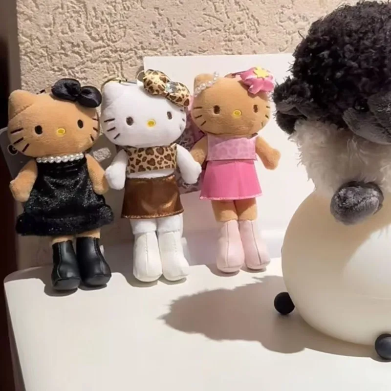 Kawaii Kitty Леопардовый брелок Kawaii Черный Kt Cat Анимация Периферийные устройства с длинной ножкой Кукла Подвеска Игрушки