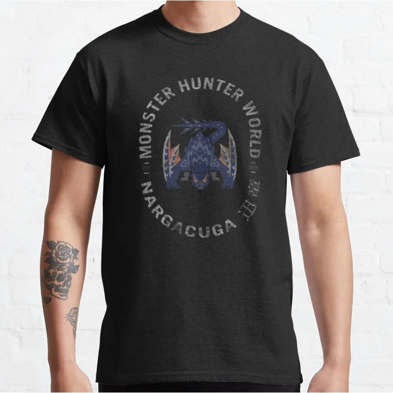 Винтажные футболки с рисунком Nargacuga для видеоигр Monster Hunter, топы большого размера для взрослых, S-6XL