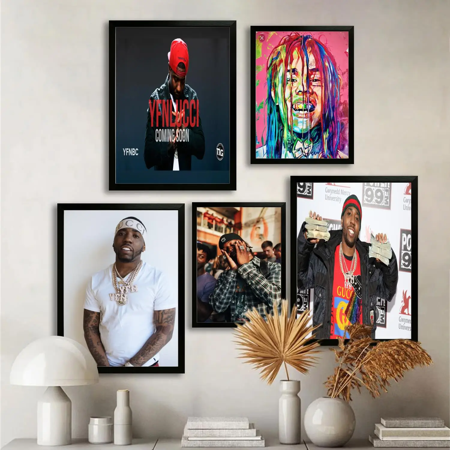 Yfn lucci холст художественный постер, настенная живопись печать, современные семейные постеры для декора спальни, декоративная живопись