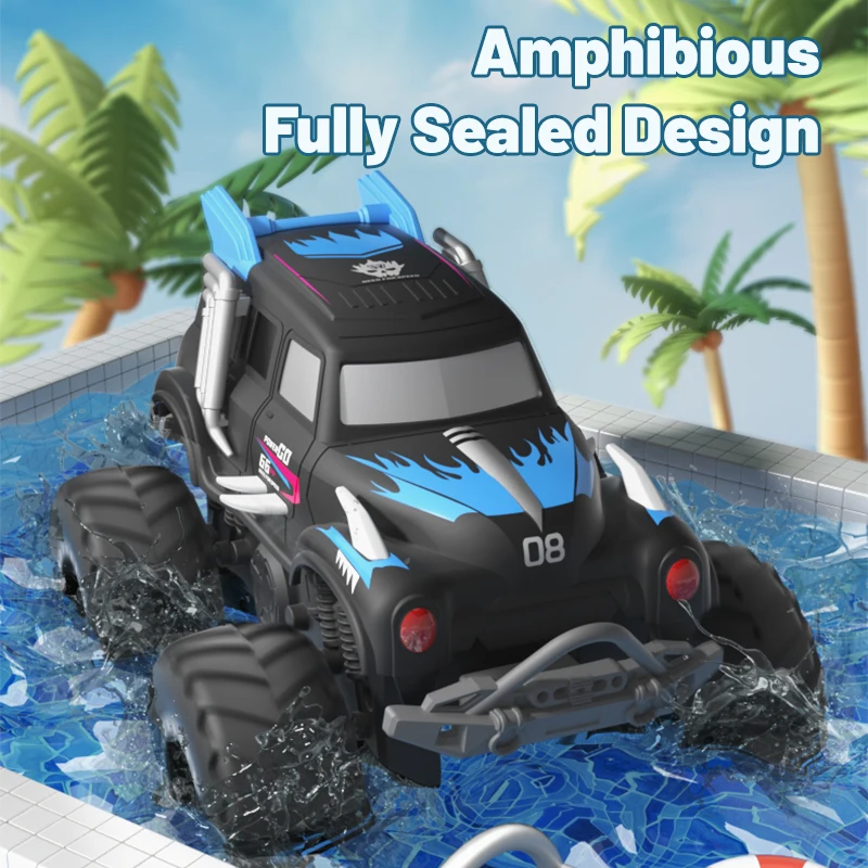 Фото JJRC Q182 2,4G амфибия Альпинизм вода и земля автомобиль с дистанционным управлением 1:24 RC большое колесо внедорожник монстр-Трак игрушки подарок для детей №4