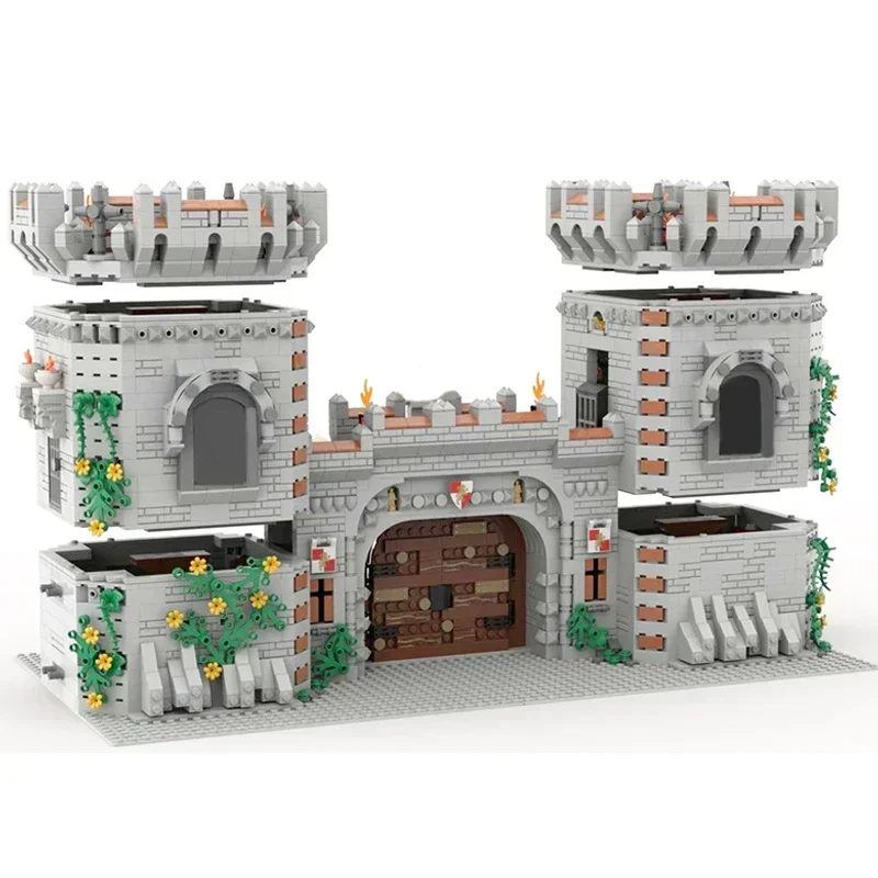 Фото Moc строительные кирпичи, модель крепости, средневековый замок, ворота, технология, модульные блоки, подарки, игрушки для детей, наборы «сделай сам», сборка №2
