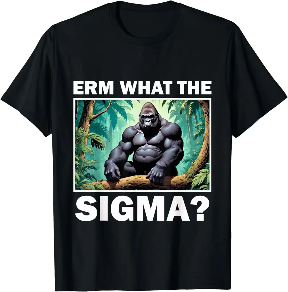 Смешная футболка Erm What The Sigma Ironic Meme brainrot, Цитата высокого качества, 100% хлопок, короткий рукав